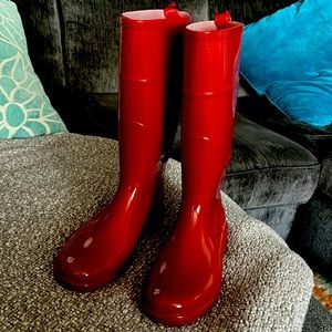 Red rain boots